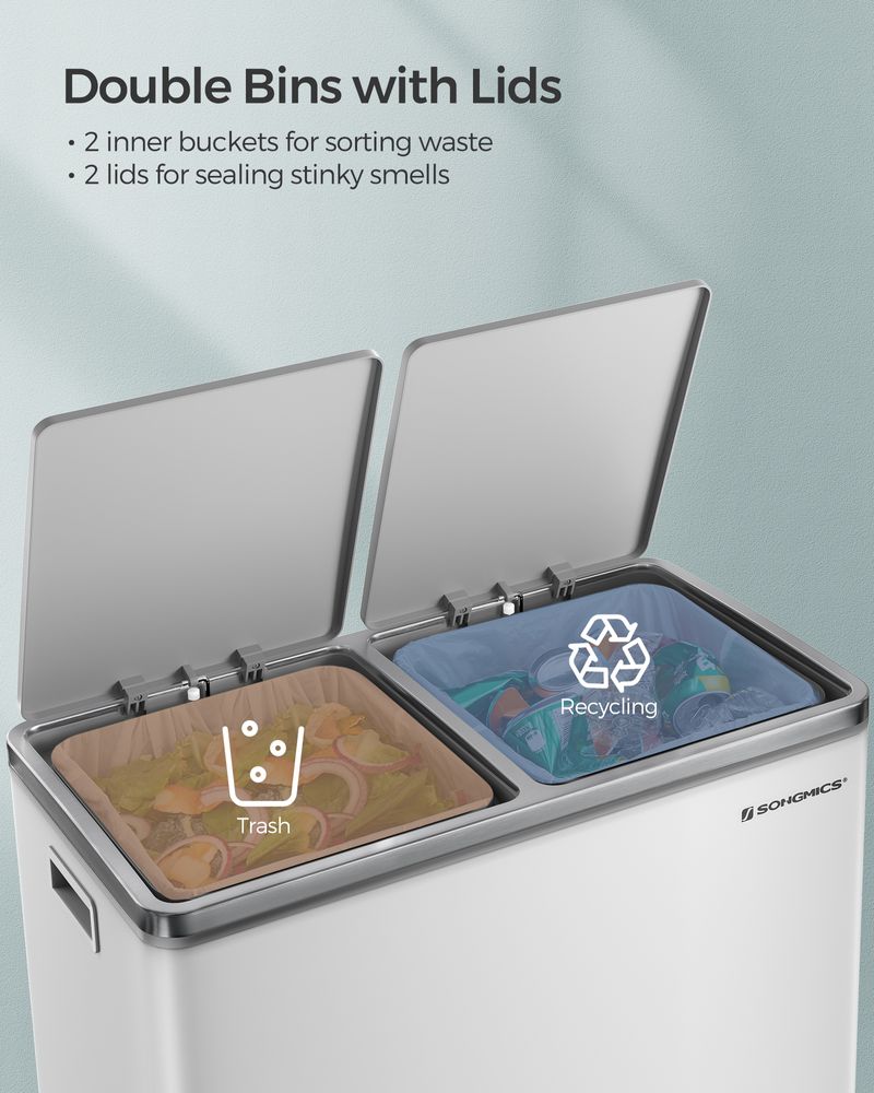 Trash Can - 2 x 8 Gallon - 2 Inner Buckets - Kitchen Use