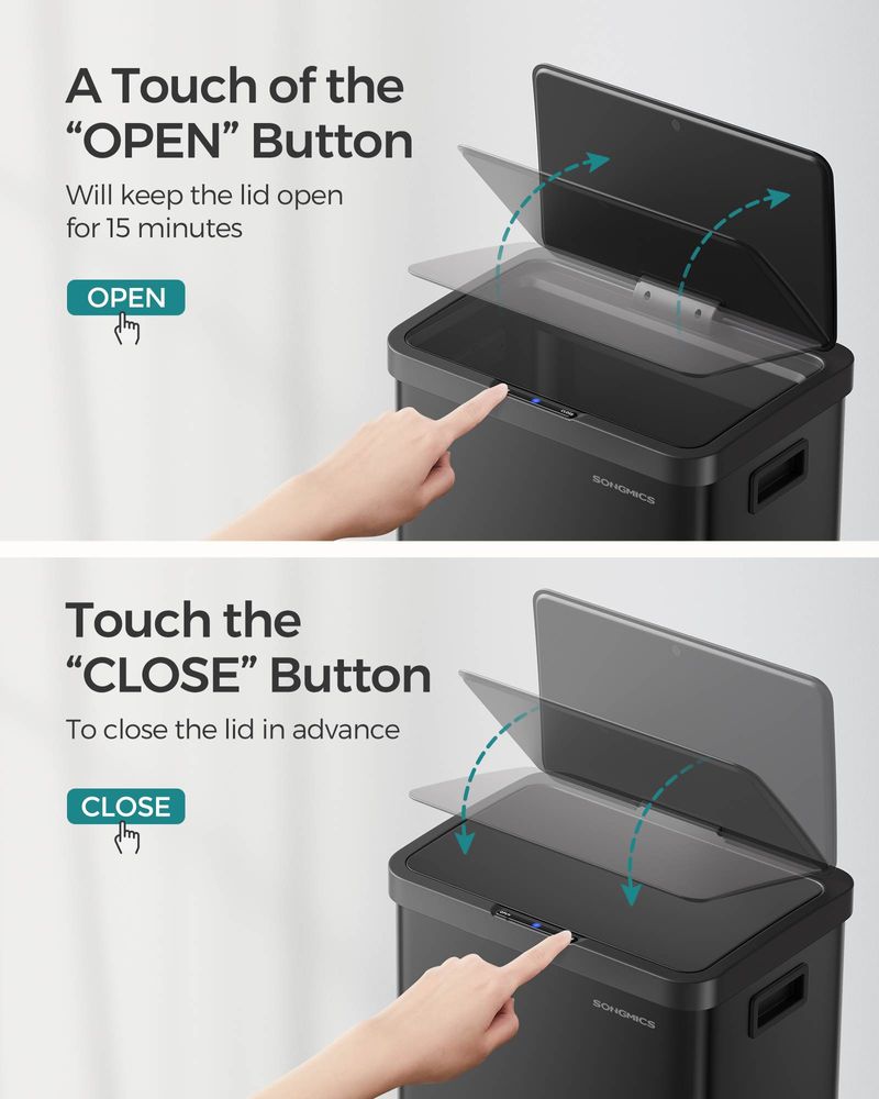 18 Gallon Motion Sensor Trash Can – Hands-Free – Soft Close Lid