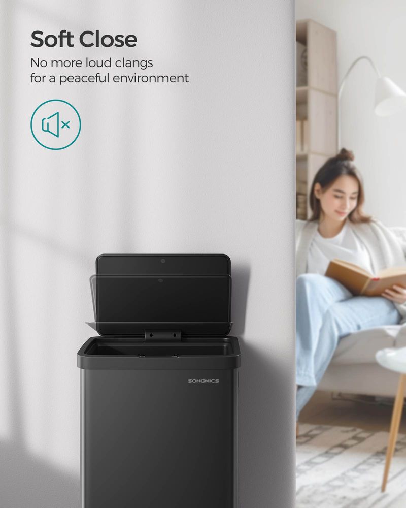 18 Gallon Motion Sensor Trash Can – Hands-Free – Soft Close Lid