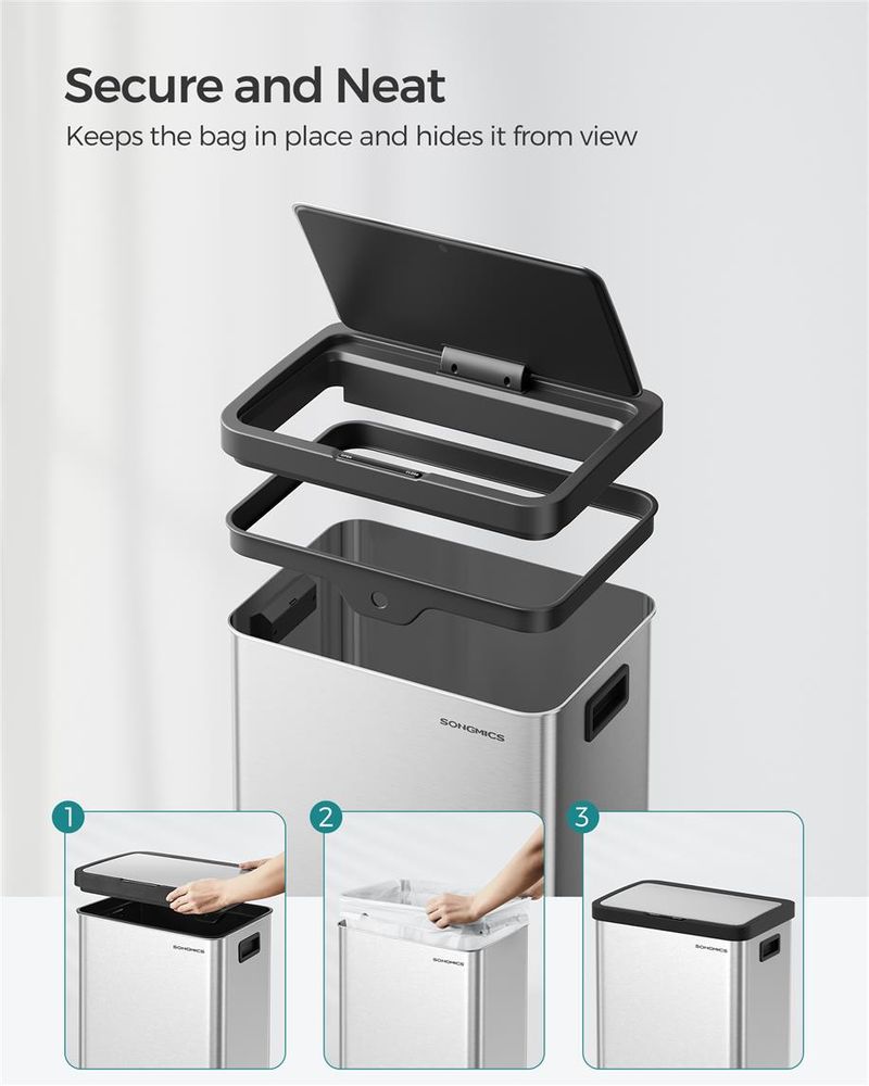 18 Gallon Motion Sensor Trash Can – Hands-Free – Soft Close Lid