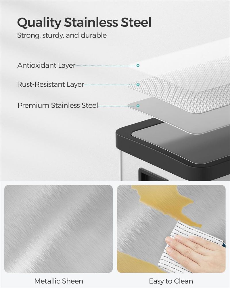 18 Gallon Motion Sensor Trash Can – Hands-Free – Soft Close Lid