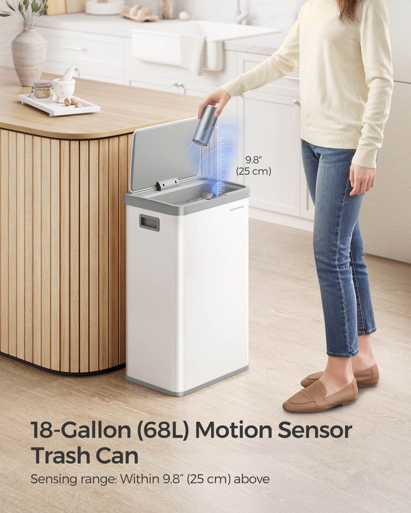 18 Gallon Motion Sensor Trash Can – Hands-Free – Soft Close Lid