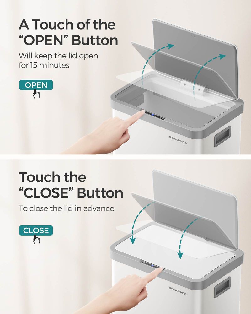 18 Gallon Motion Sensor Trash Can – Hands-Free – Soft Close Lid