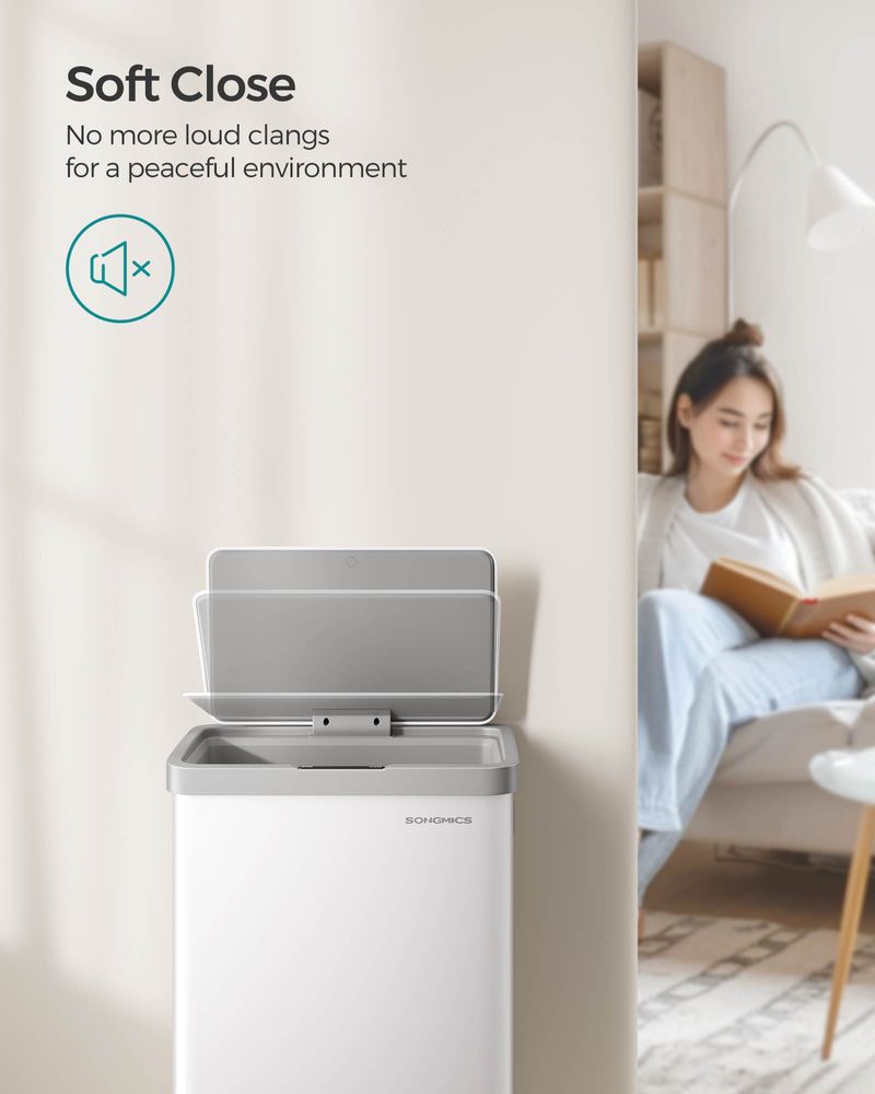 18 Gallon Motion Sensor Trash Can – Hands-Free – Soft Close Lid