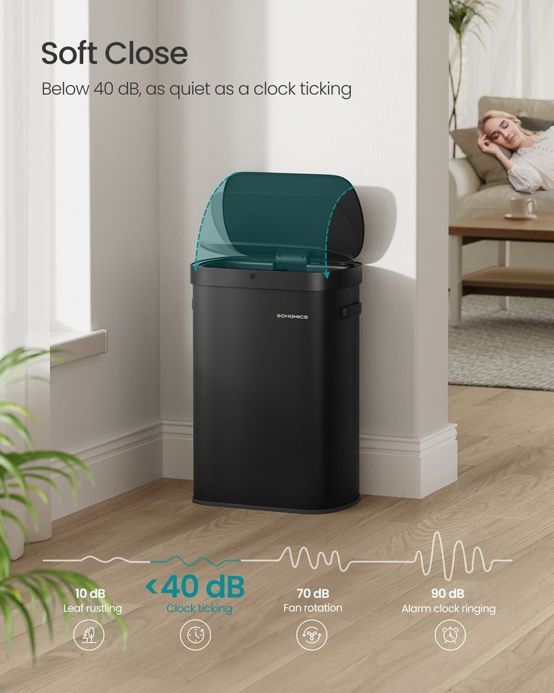 13 Gallon Motion Sensor Trash Can – Dual Open – Soft Close Lid