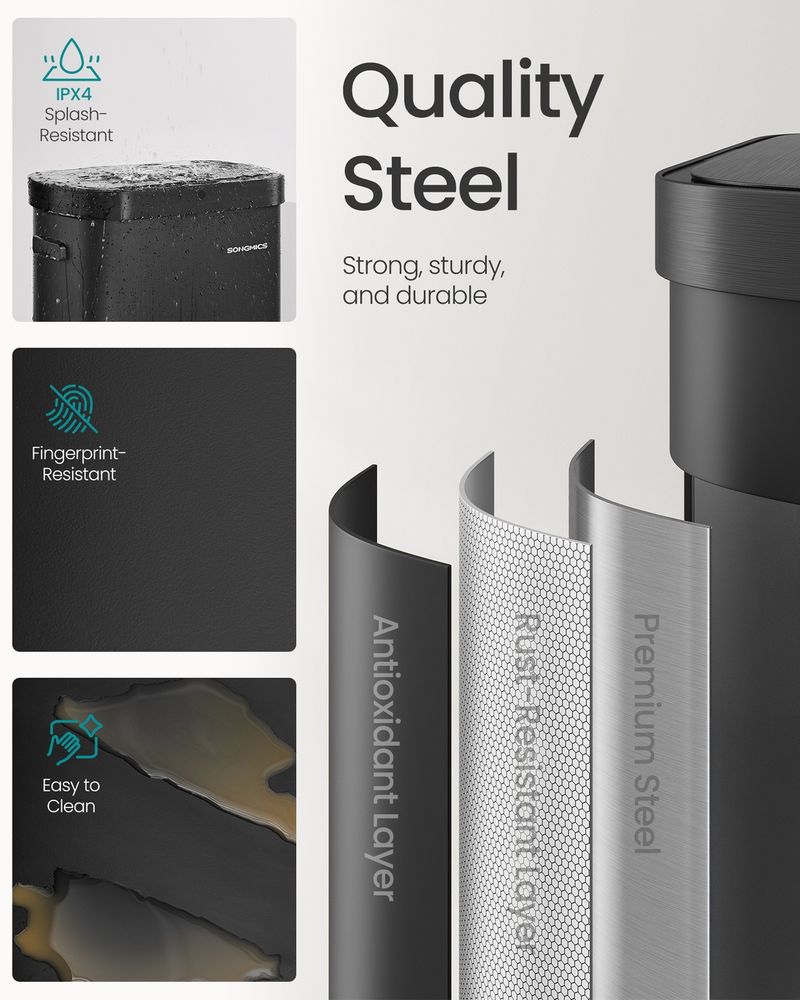 13 Gallon Motion Sensor Trash Can – Dual Open – Soft Close Lid