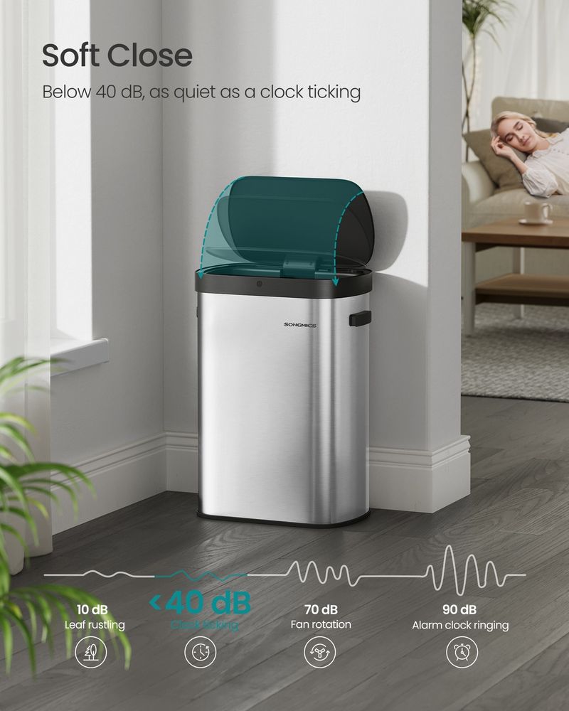 13 Gallon Motion Sensor Trash Can – Dual Open – Soft Close Lid