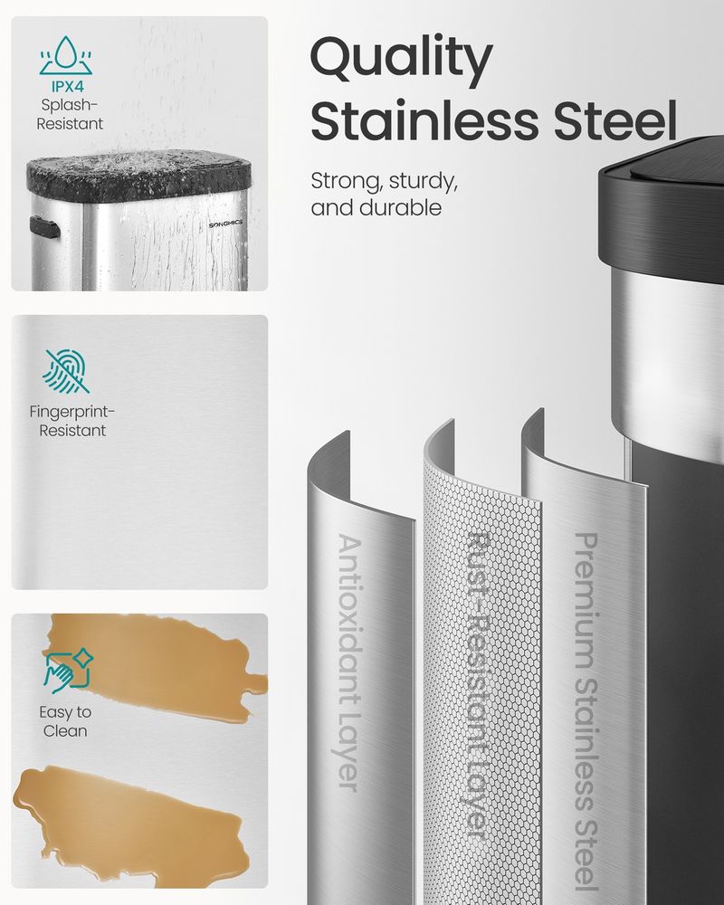 13 Gallon Motion Sensor Trash Can – Dual Open – Soft Close Lid