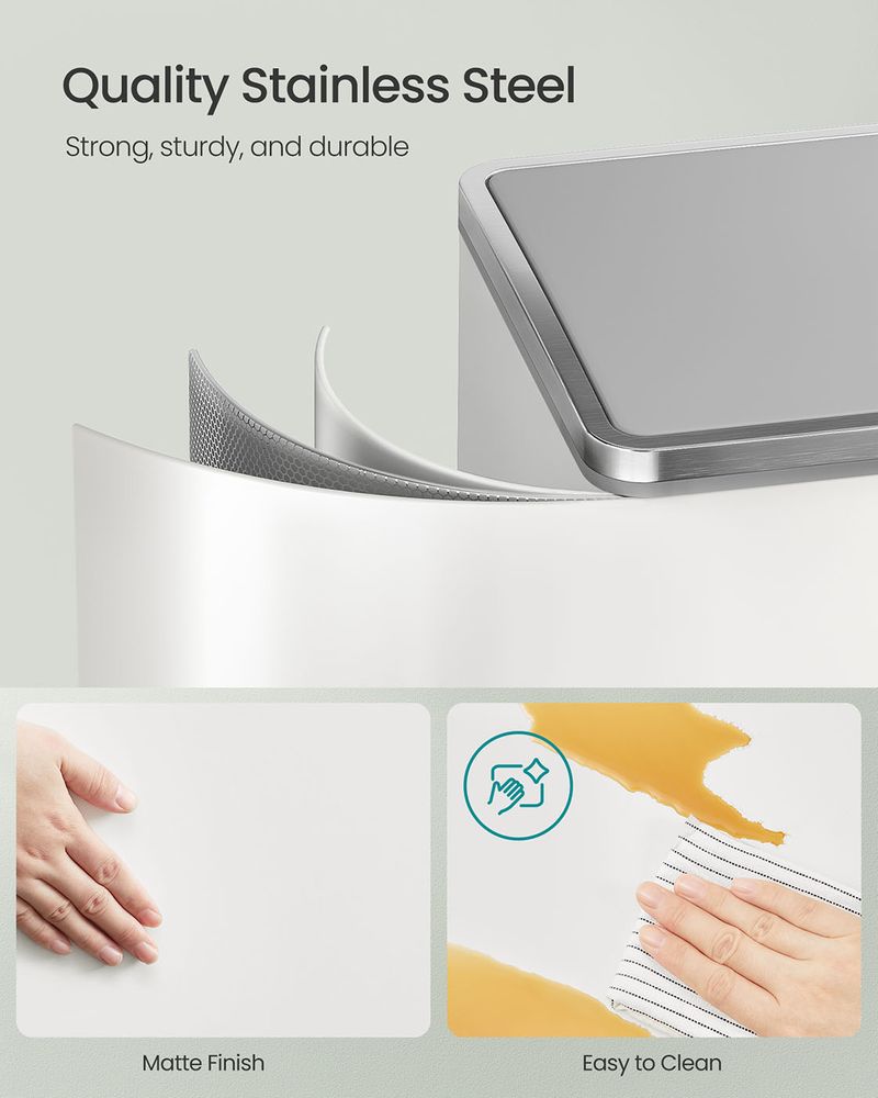 Double Kitchen Trash Can – 2 x 10.6 Gallon – Step Pedal Soft Close