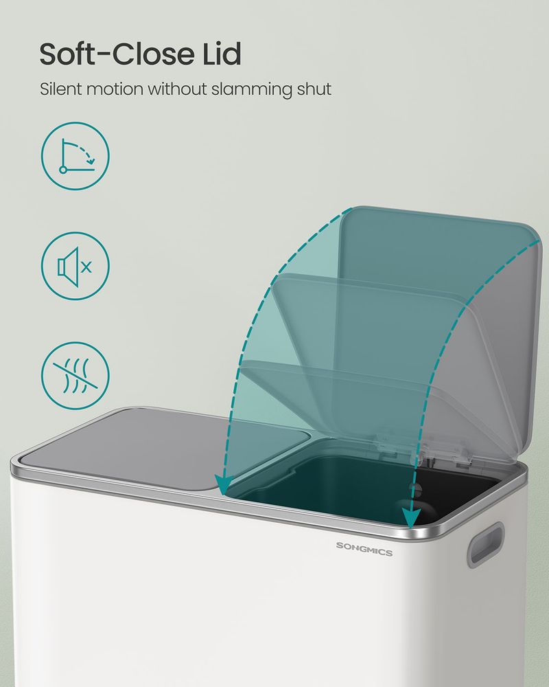 Double Kitchen Trash Can – 2 x 10.6 Gallon – Step Pedal Soft Close