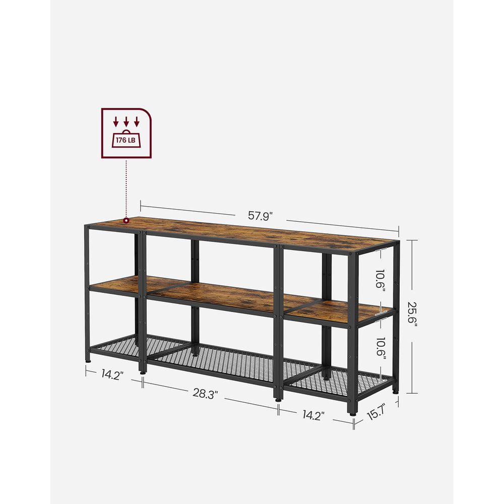 TV Stand - For 65 Inch TVs - Open Storage With Adjustable Shelves