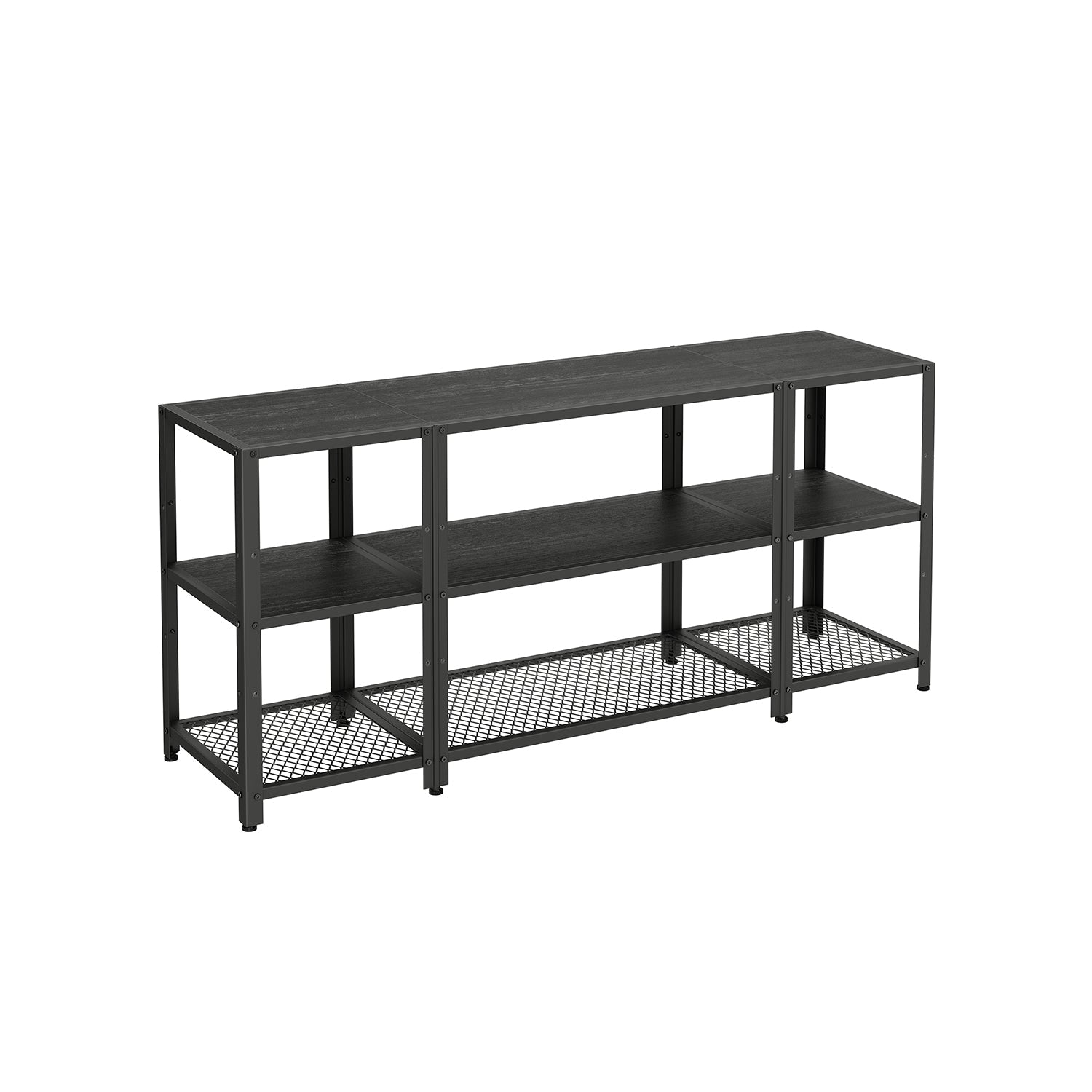 TV Stand - For 65 Inch TVs - Open Storage With Adjustable Shelves