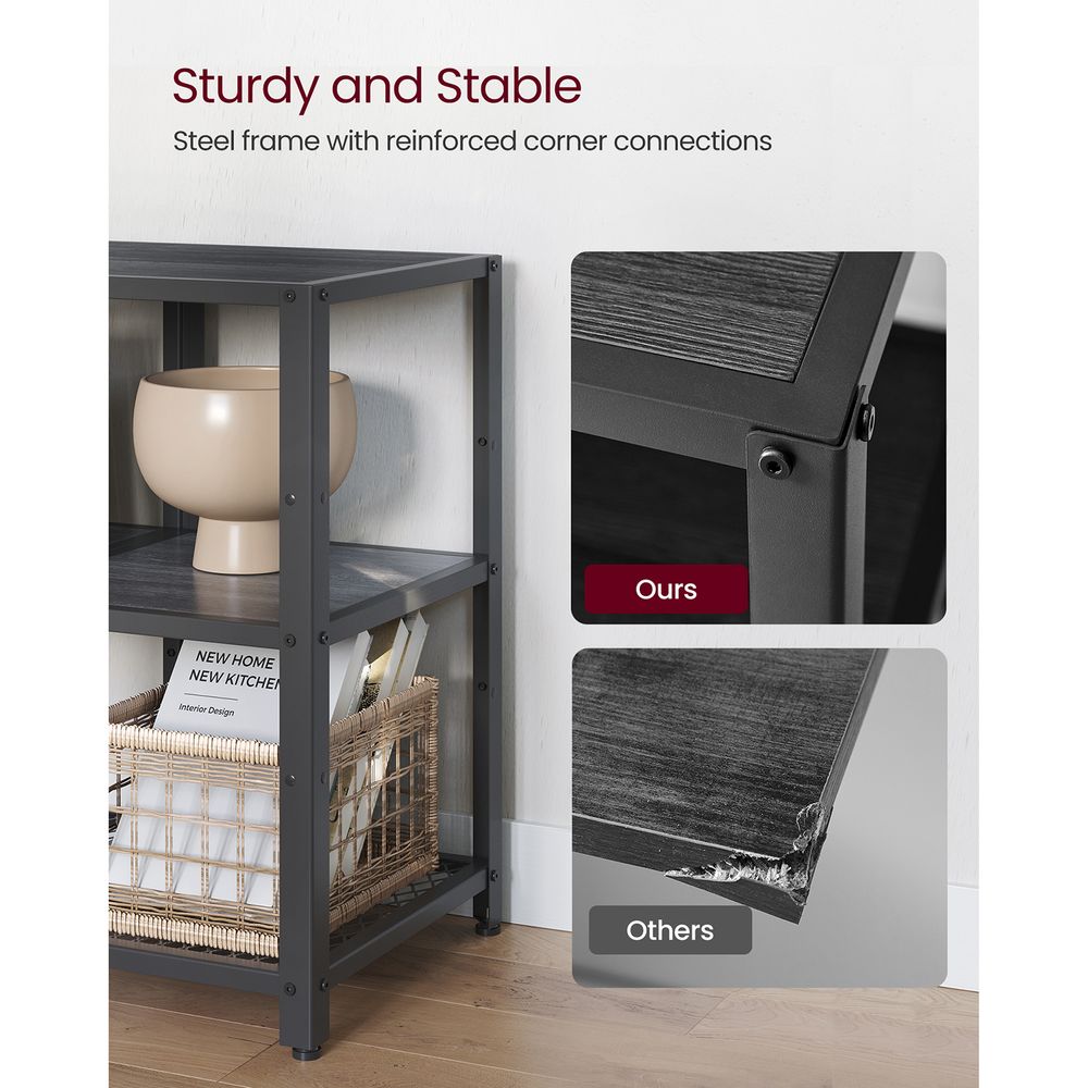 TV Stand - For 65 Inch TVs - Open Storage With Adjustable Shelves