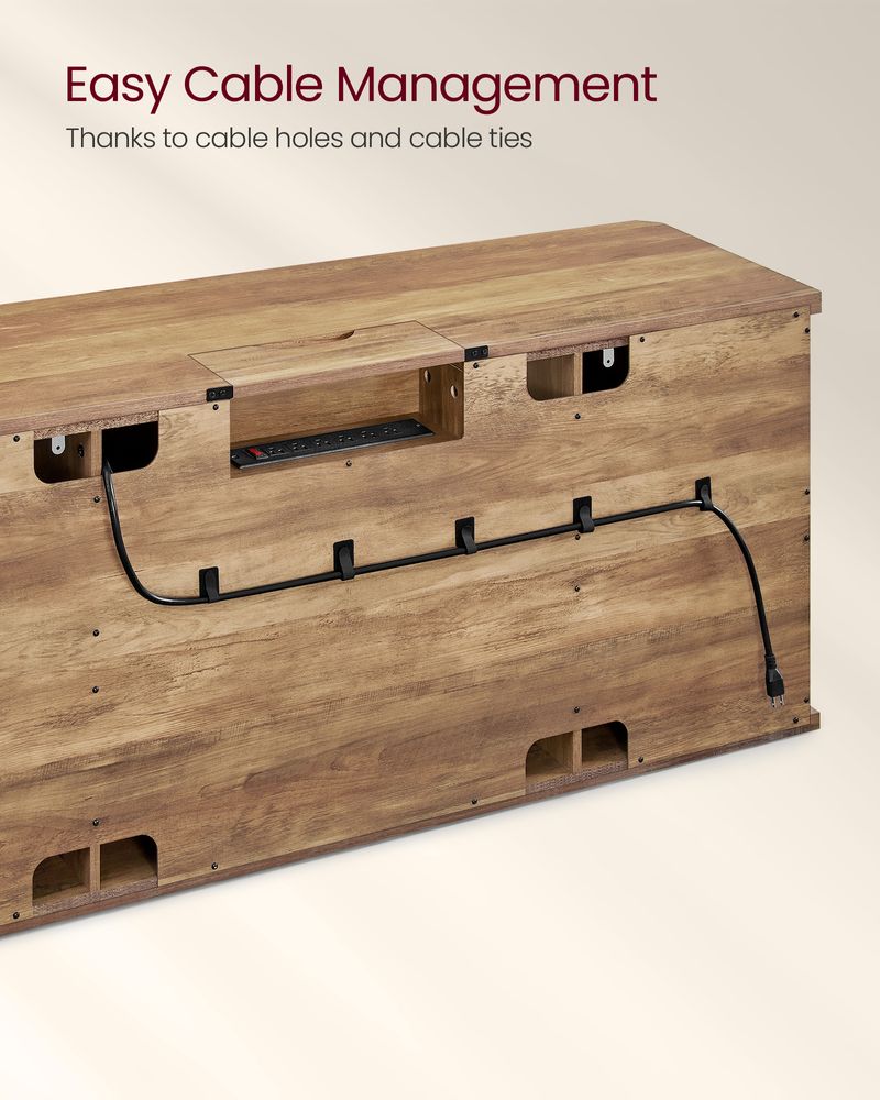 TV Stand - Farmhouse Style - With Charging Station - For Up To 65 Inch TVs