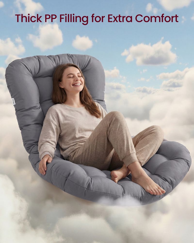 Papasan Rocking Chair – Adjustable Footrest – Cushioned Lounge Chair