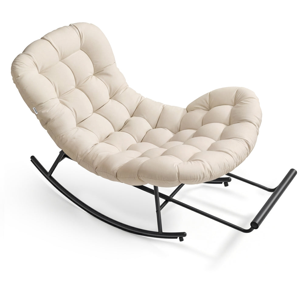 Papasan Rocking Chair – Adjustable Footrest – Cushioned Lounge Chair
