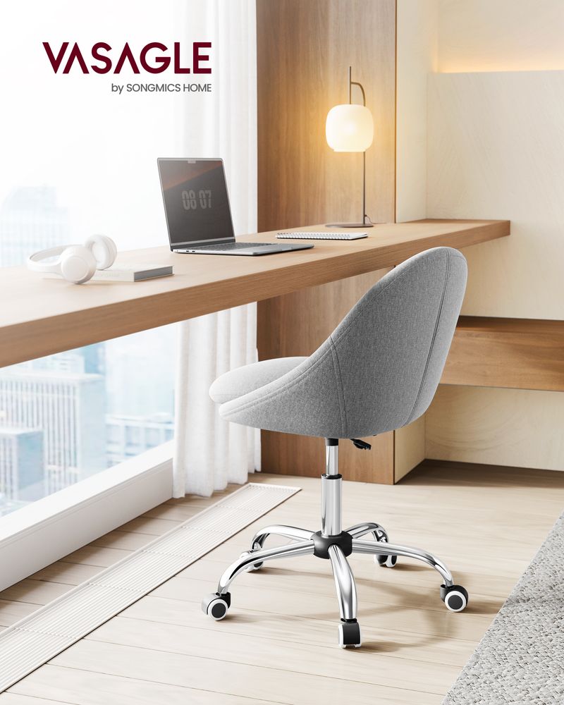 Ergonomic Swivel Vanity Chair - With Back And Wheels