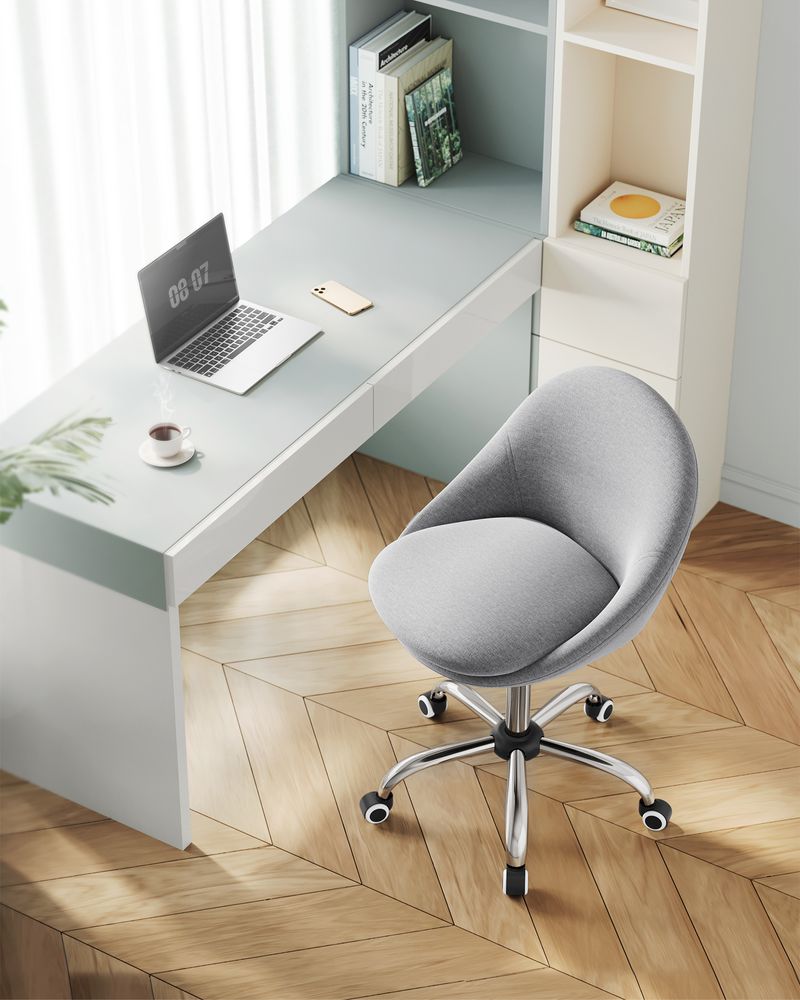 Ergonomic Swivel Vanity Chair - With Back And Wheels