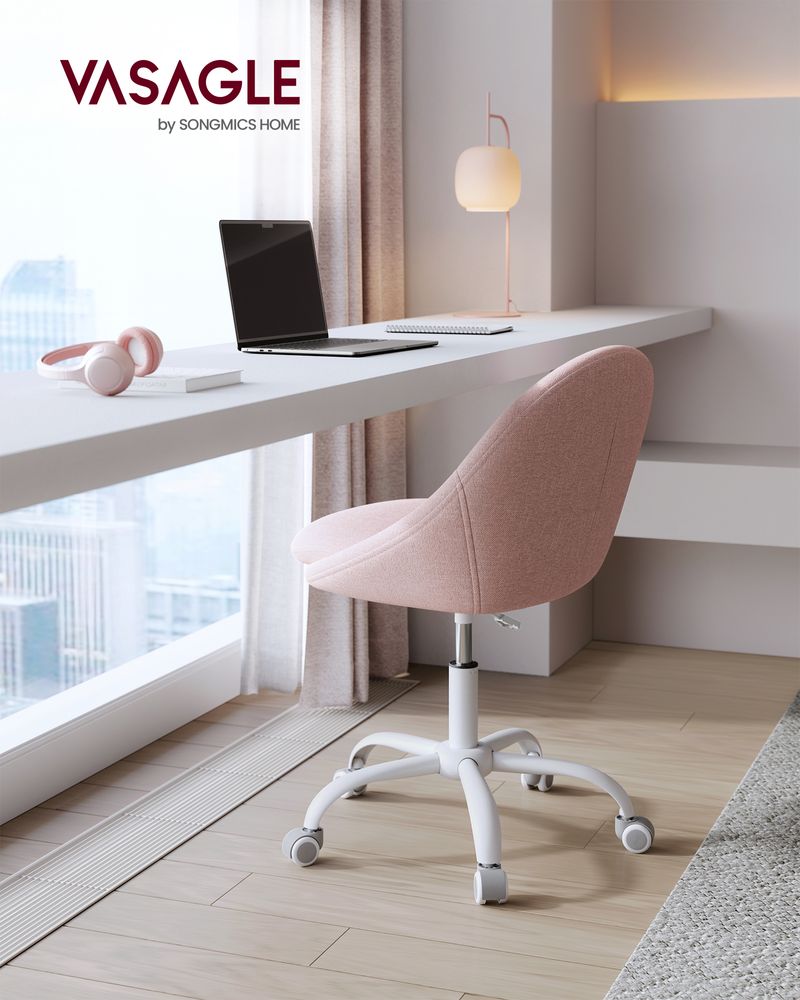 Ergonomic Swivel Vanity Chair - With Back And Wheels