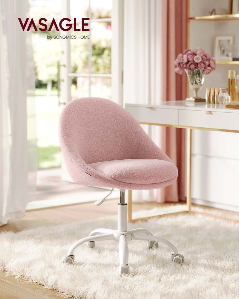 Ergonomic Swivel Vanity Chair - With Back And Wheels