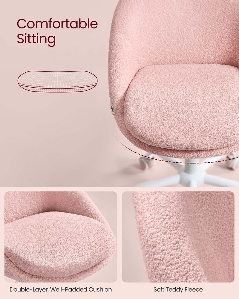 Ergonomic Swivel Vanity Chair - With Back And Wheels