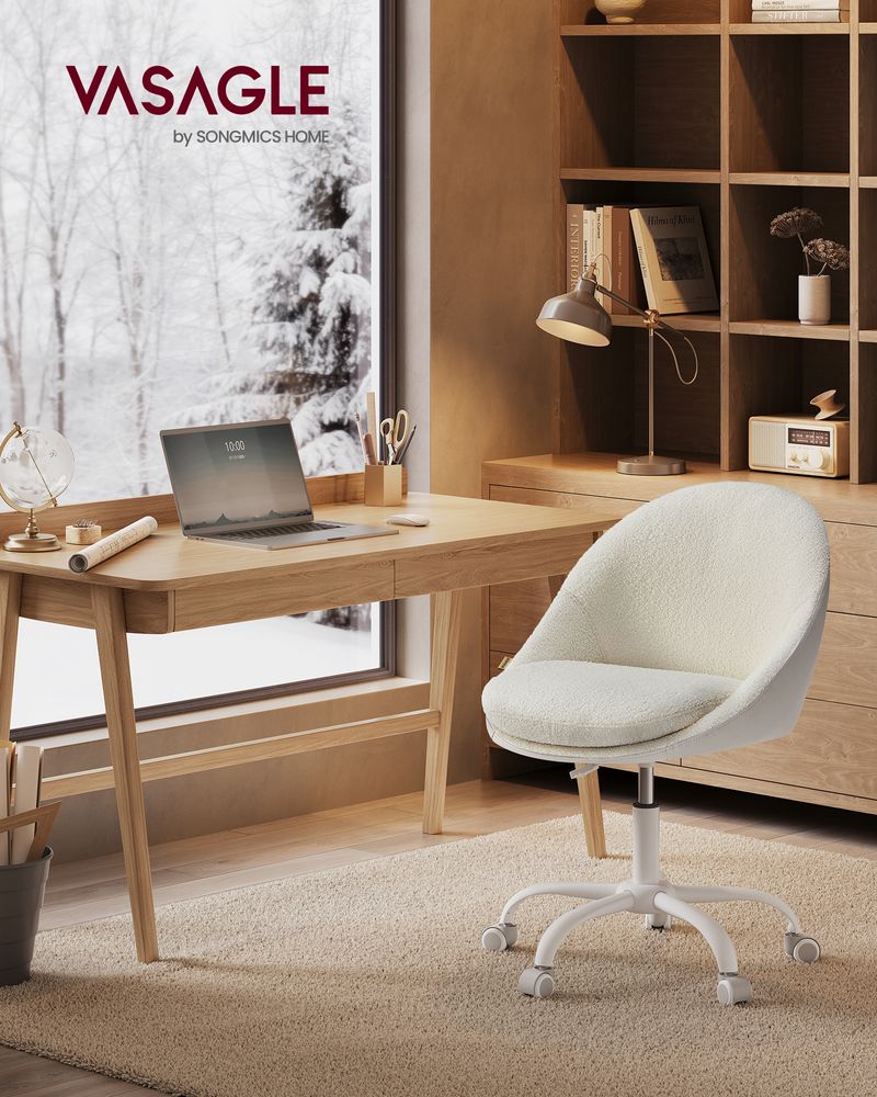 Ergonomic Swivel Vanity Chair - With Back And Wheels
