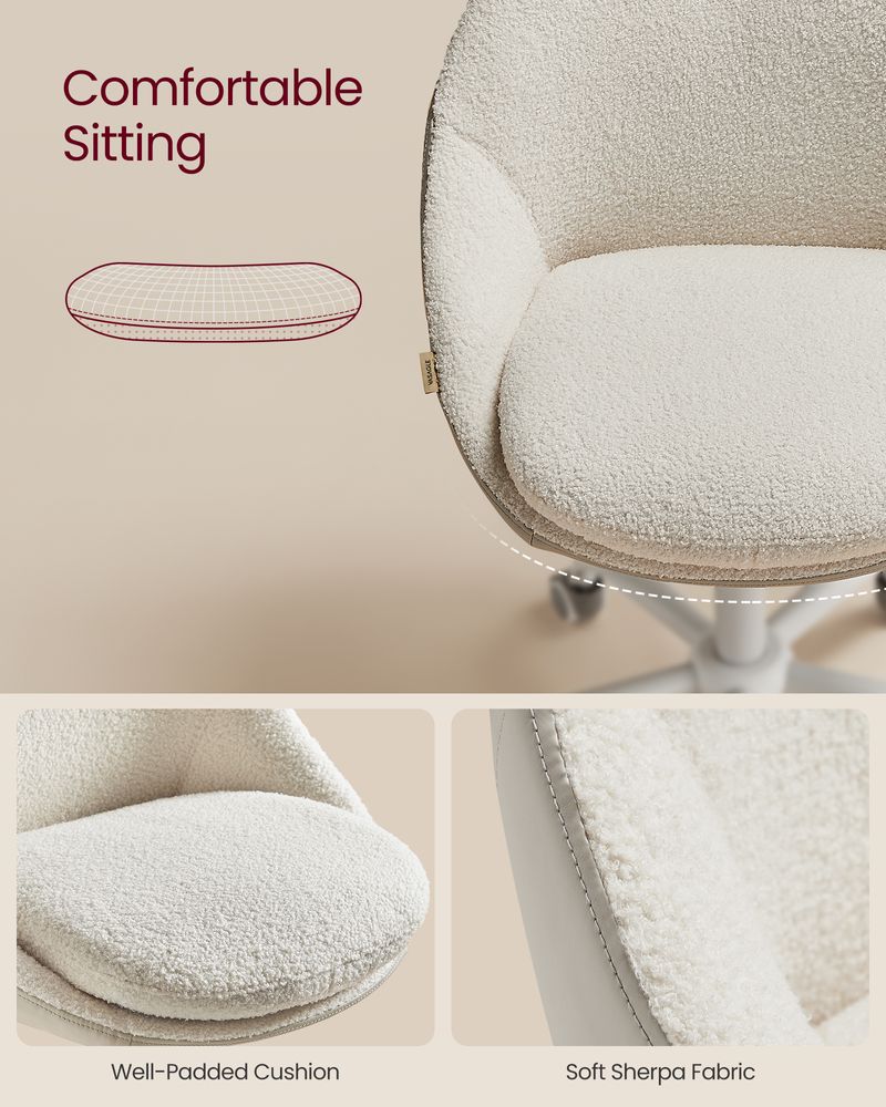 Ergonomic Swivel Vanity Chair - With Back And Wheels