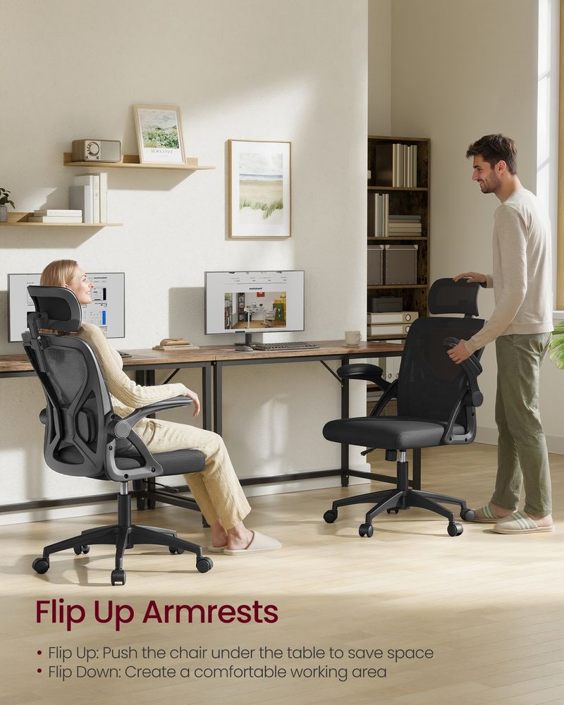 Office Chair – Ergonomic Mesh Back – Adjustable Lumbar Support & Headrest