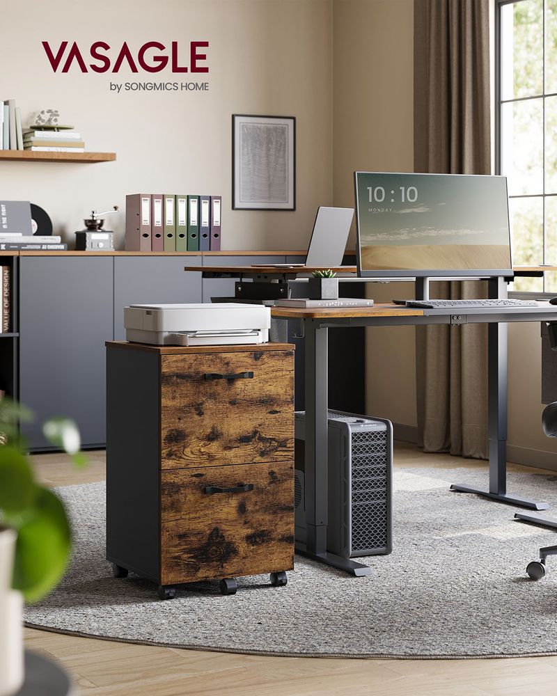 File Cabinet - 2 Drawer - Small Rolling - Lockable Rustic