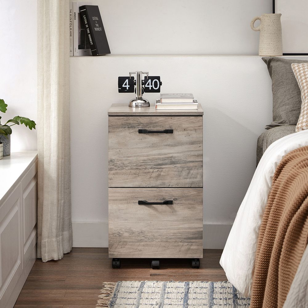 File Cabinet - 2 Drawer - Small Rolling - Lockable Rustic