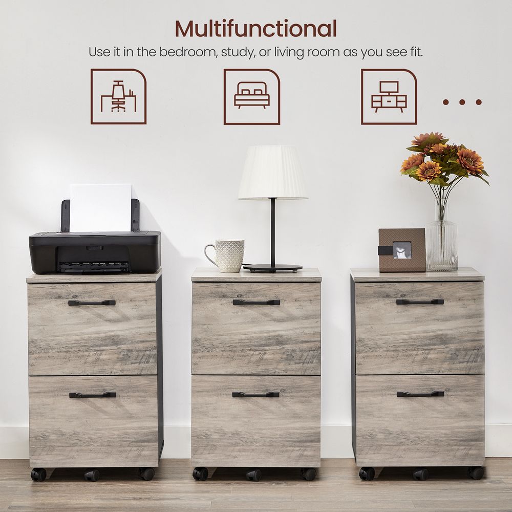 File Cabinet - 2 Drawer - Small Rolling - Lockable Rustic