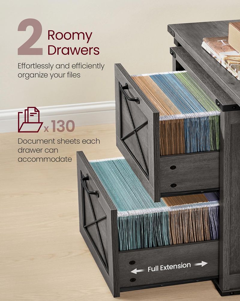 File Cabinet With 2 File Drawers – Fits A4 – Farmhouse Office Storage