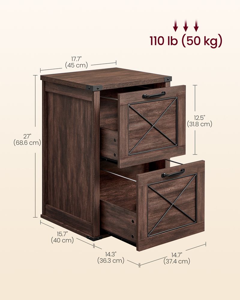 File Cabinet - 2 Drawer Farmhouse - Fits A4 Files Office