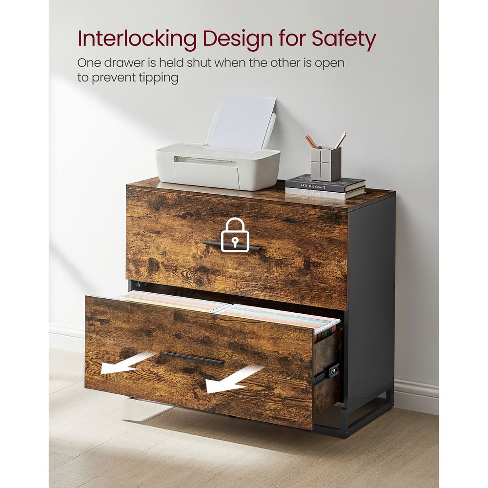 File Cabinet With 2 Drawers – Fits A4, Letter & Legal – Lateral Storage