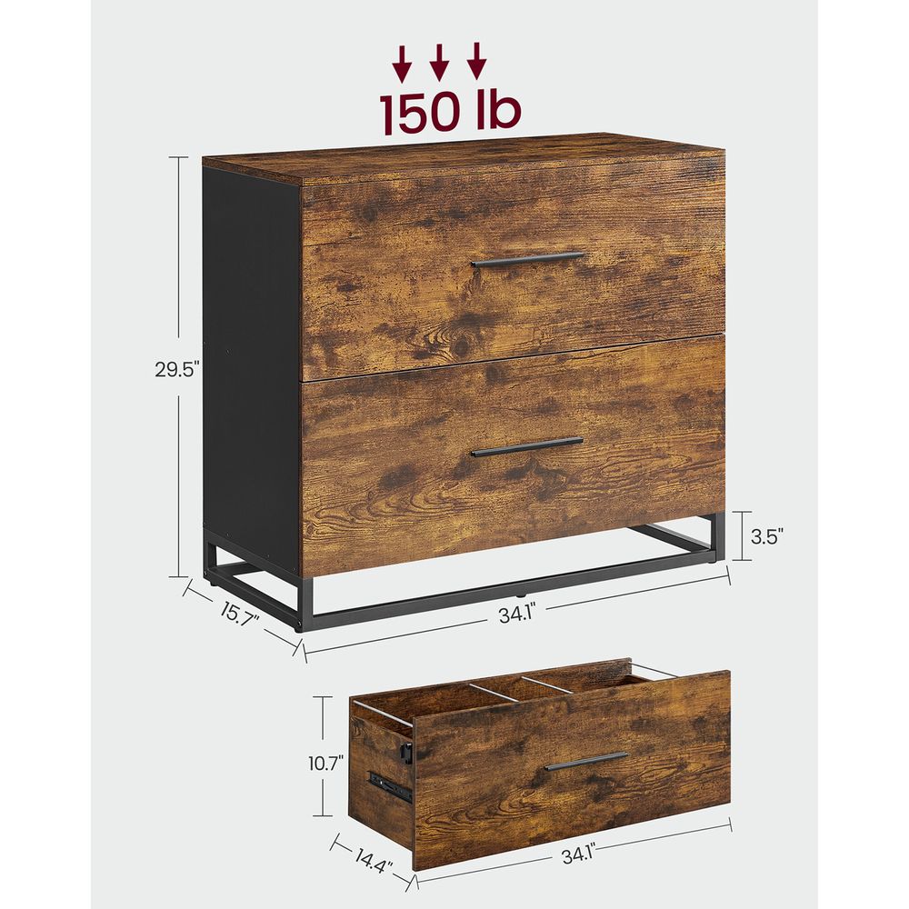 File Cabinet With 2 Drawers – Fits A4, Letter & Legal – Lateral Storage