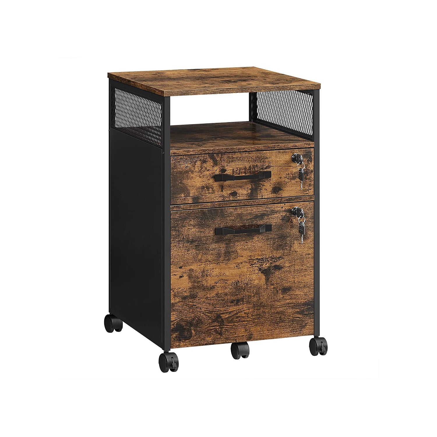 Mobile Filing Cabinet on Wheels – Lockable Drawers – Under Desk Storage