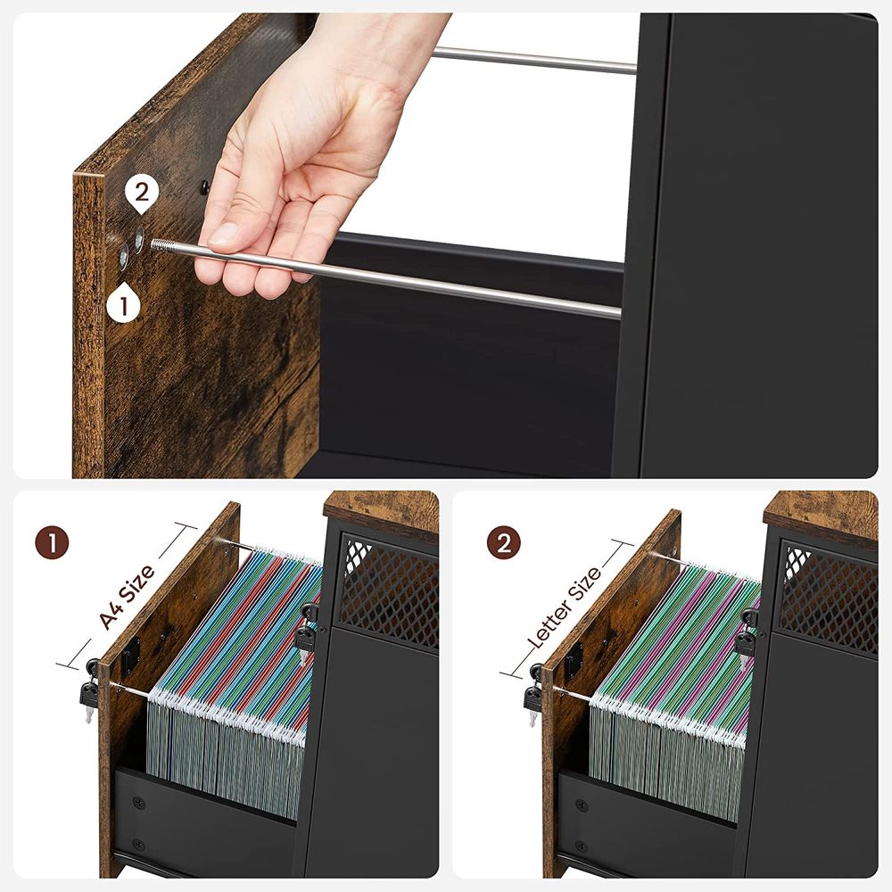 Mobile Filing Cabinet on Wheels – Lockable Drawers – Under Desk Storage
