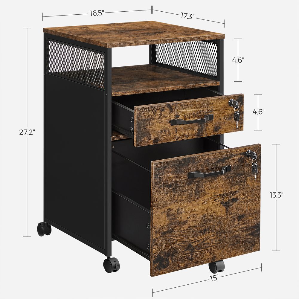 Mobile Filing Cabinet on Wheels – Lockable Drawers – Under Desk Storage