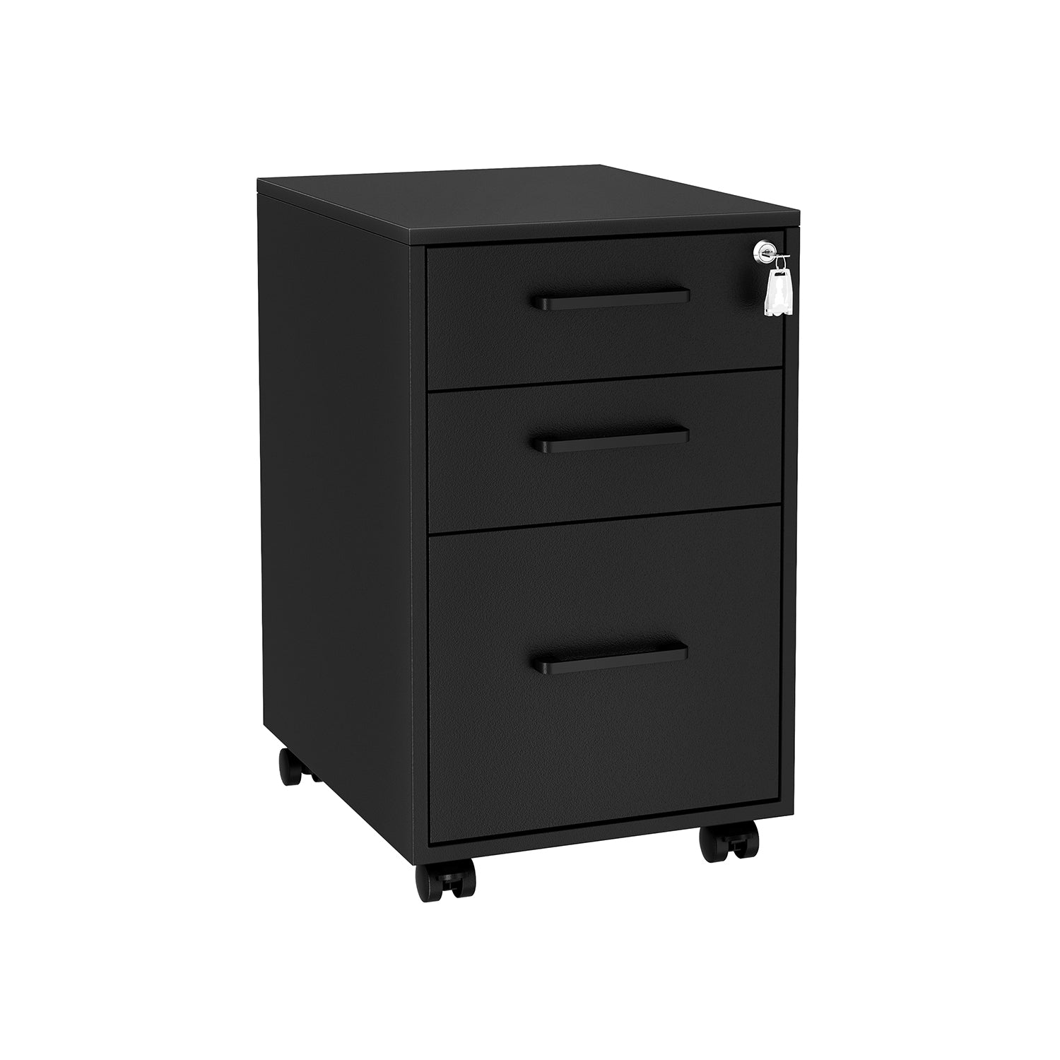 Office Filing Cabinet With Lock – 3 Drawers – Rolling Storage