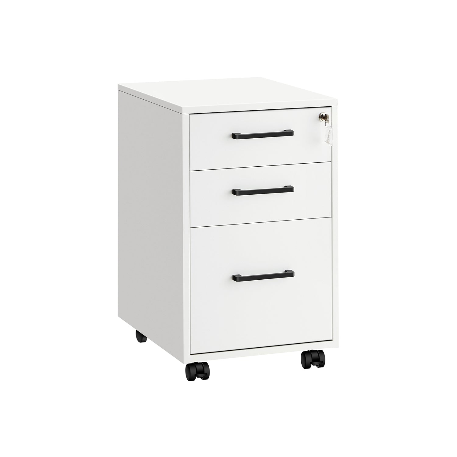 Office Filing Cabinet With Lock – 3 Drawers – Rolling Storage