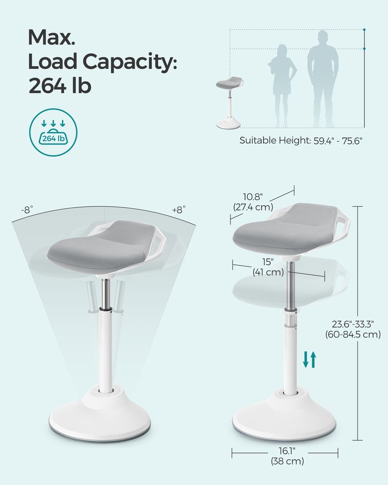 Standing Desk Chair - Adjustable Height - Ergonomic Sit Stand Stool
