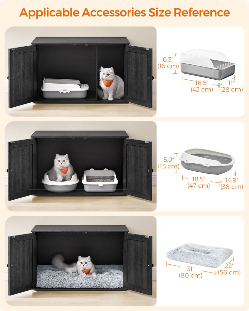 Cat Litter Box Enclosure – Removable Divider – Furniture Cabinet