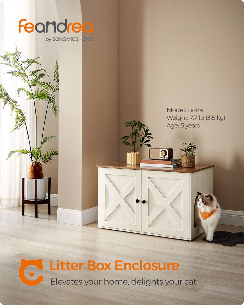 Cat Litter Box Enclosure – Removable Divider – Furniture Cabinet