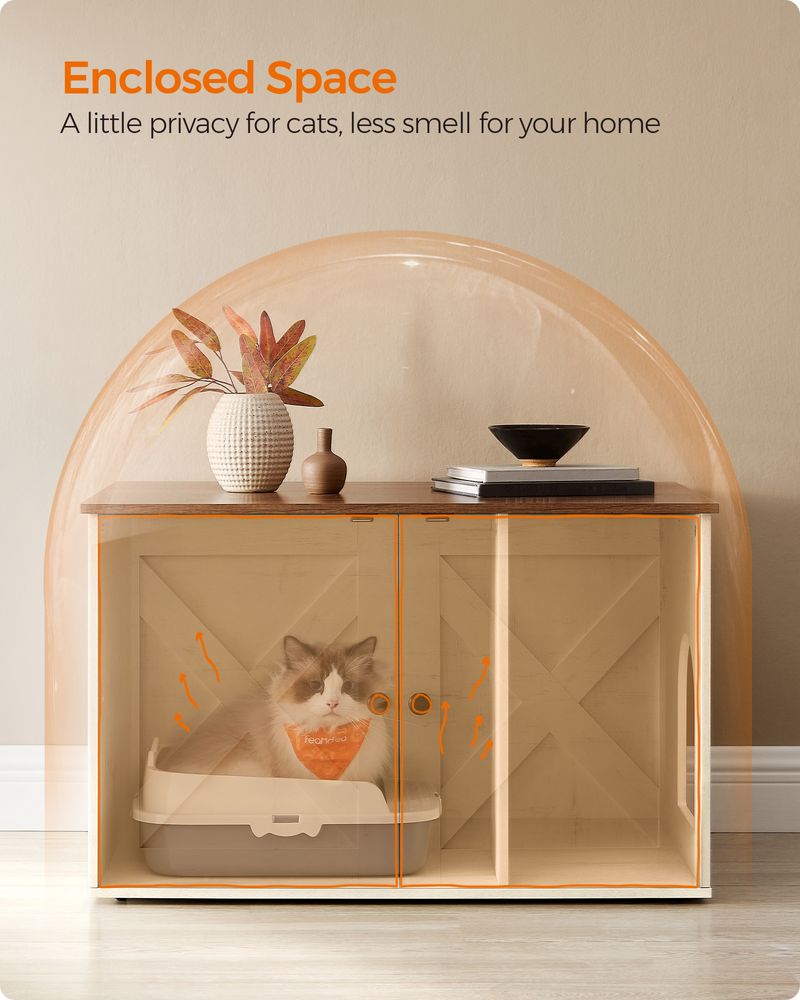 Cat Litter Box Enclosure – Removable Divider – Furniture Cabinet