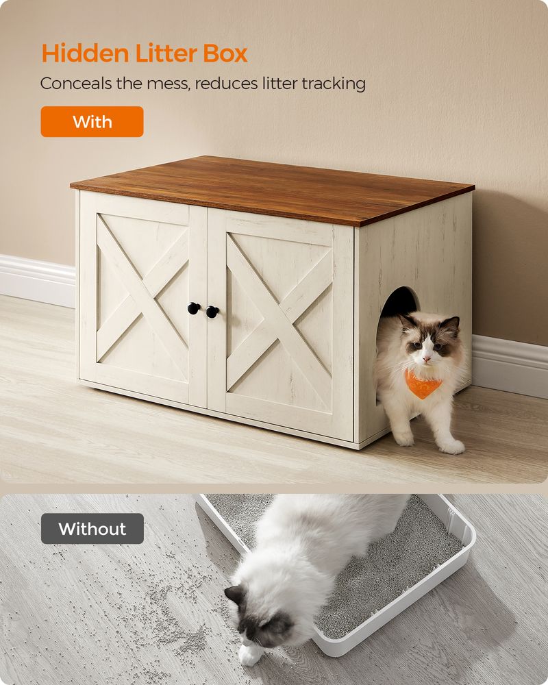 Cat Litter Box Enclosure – Removable Divider – Furniture Cabinet