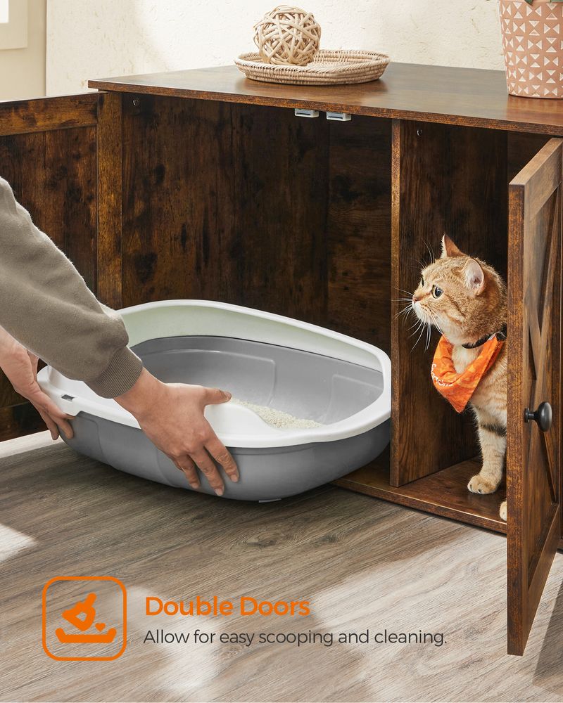 Cat Litter Box Enclosure – Removable Divider – Furniture Cabinet