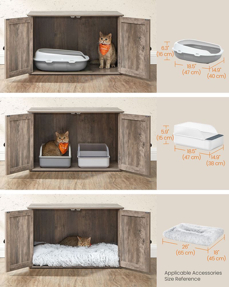 Cat Litter Box Enclosure – Removable Divider – Furniture Cabinet