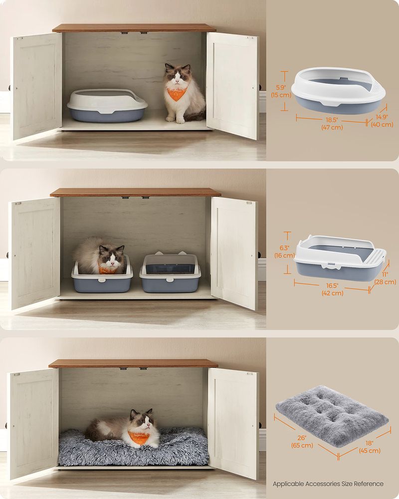 Cat Litter Box Enclosure – Removable Divider – Furniture Cabinet