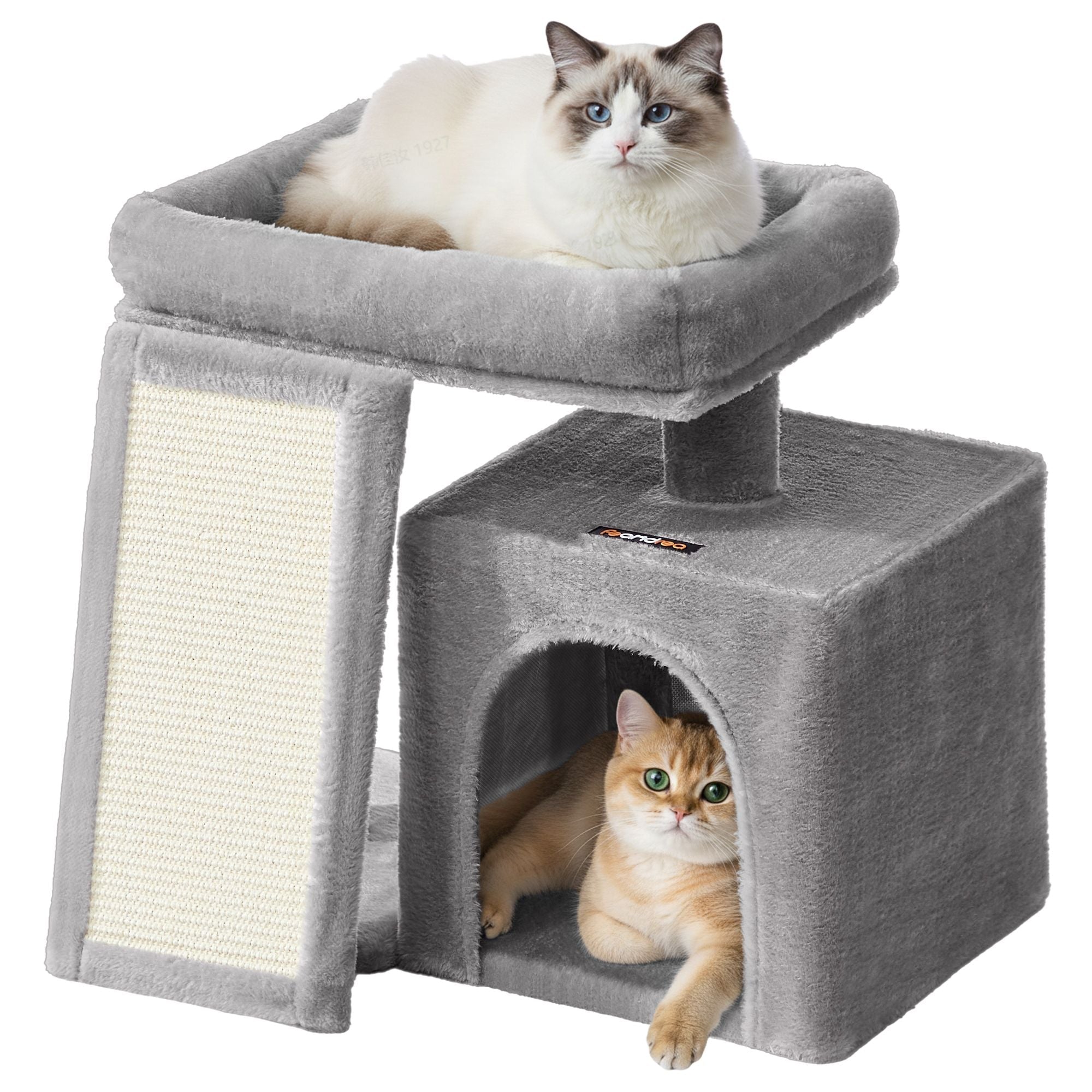 Cat Tree Condo With Ramp Small Cat Tower With Scratching Board