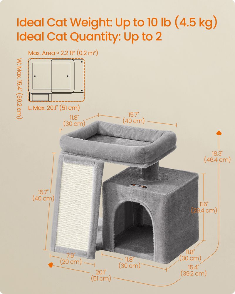 Cat Tree Condo With Ramp Small Cat Tower With Scratching Board